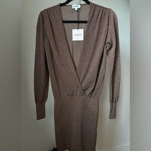 Superdown Shimmering Brown Long Sleeve Dress